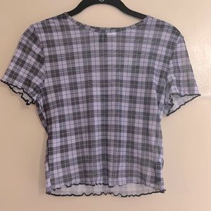Purple & Black Checkered | Sheer Mesh Tee